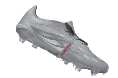 Adidas Predator 26 Elite Fold-Over Tongue FG Football Boots - Gray/Steel Gray/Crimson Red