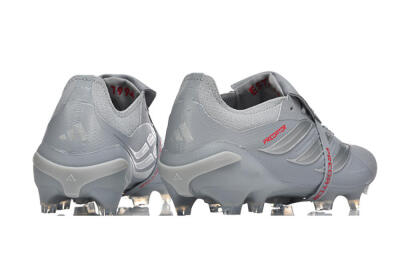 Adidas Predator 26 Elite Fold-Over Tongue FG Football Boots - Gray/Steel Gray/Crimson Red