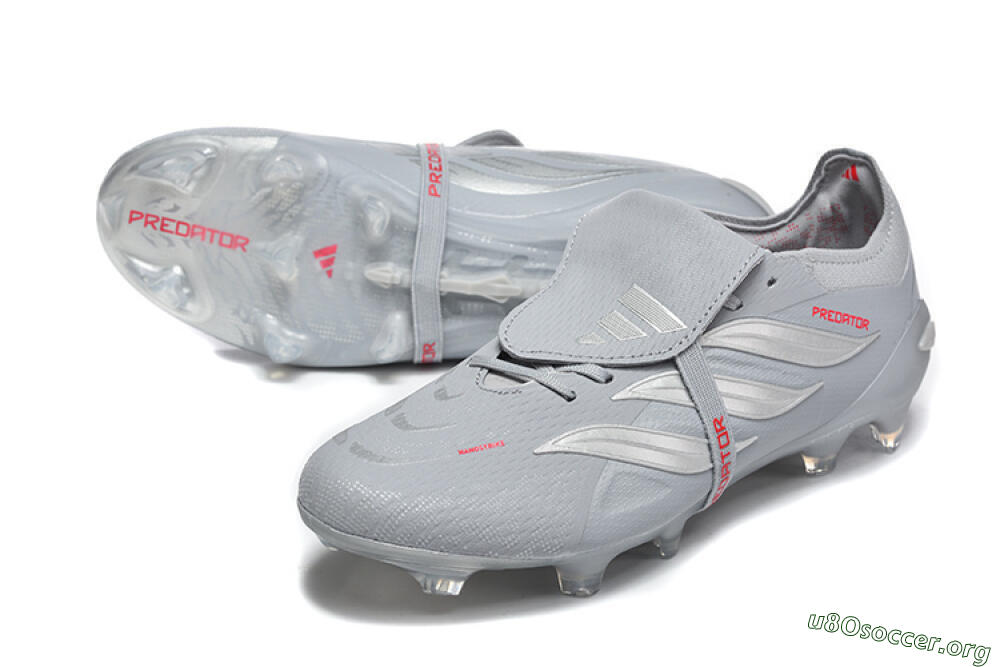 Adidas Predator 26 Elite Fold-Over Tongue FG Football Boots - Gray/Steel Gray/Crimson Red 0