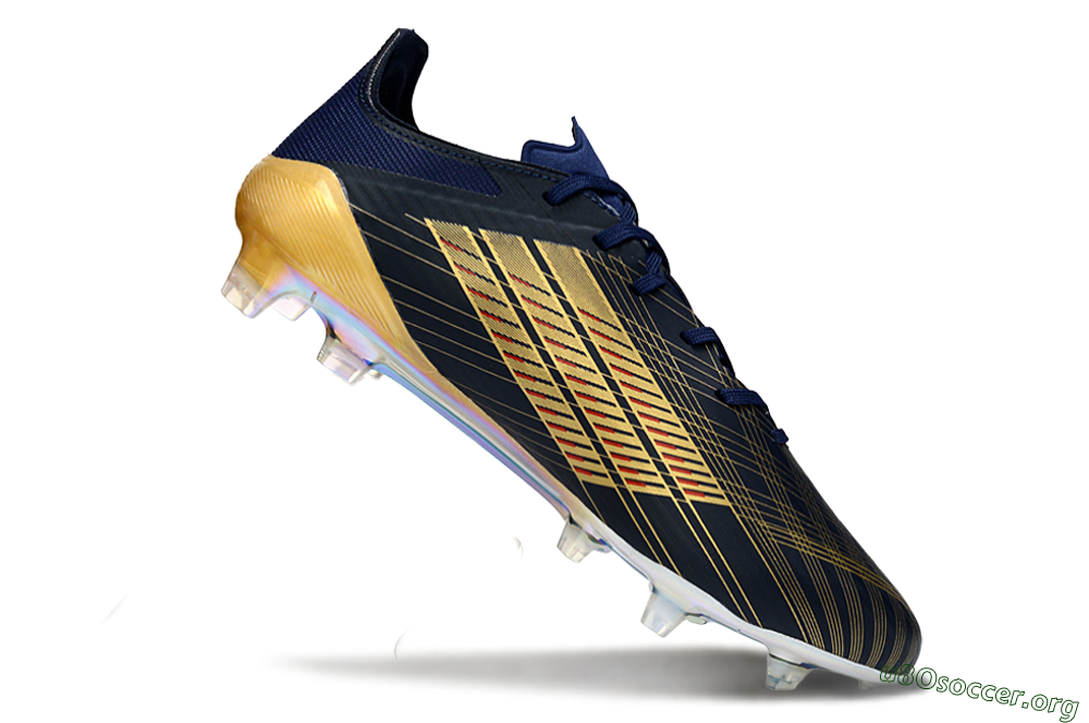 Dembele x Adidas F50 Elite FG Football Boots - Navy/Gold Metallic/Red Accent 4