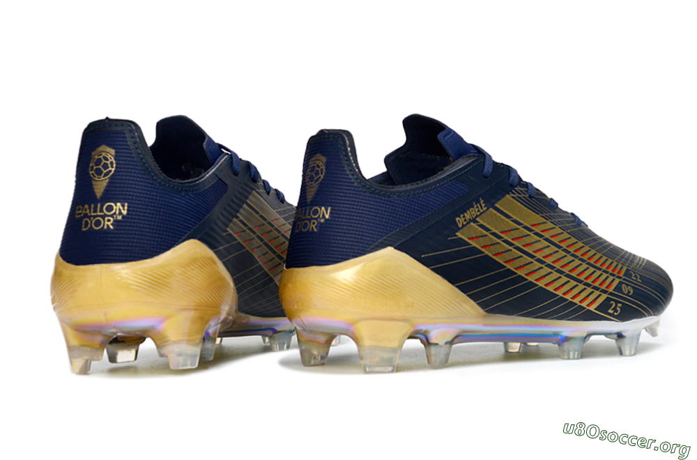Dembele x Adidas F50 Elite FG Football Boots - Navy/Gold Metallic/Red Accent 6