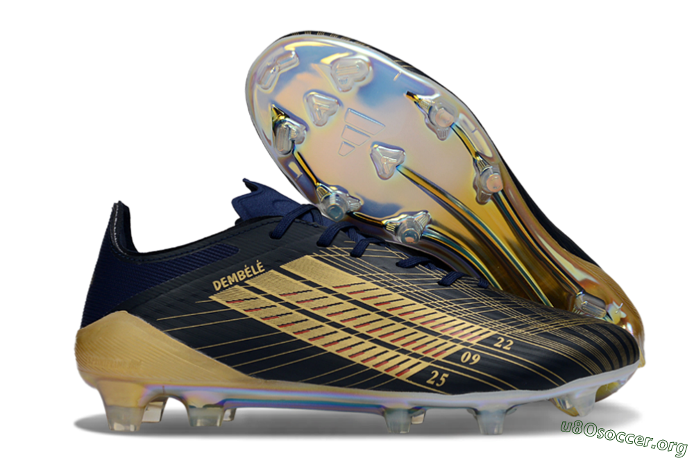 Dembele x Adidas F50 Elite FG Football Boots - Navy/Gold Metallic/Red Accent 2