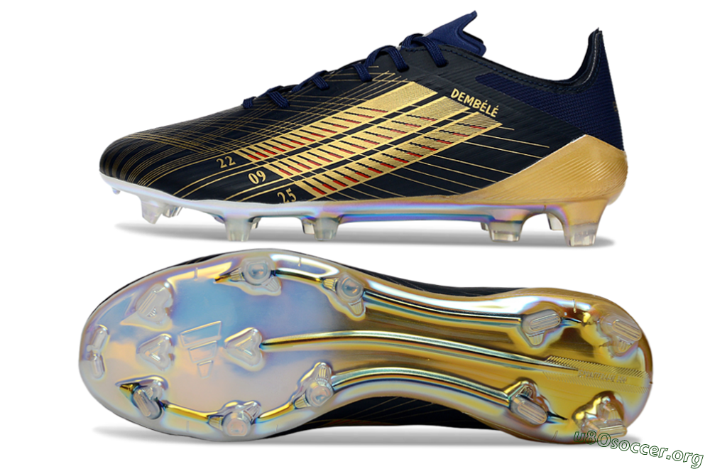 Dembele x Adidas F50 Elite FG Football Boots - Navy/Gold Metallic/Red Accent 1