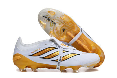 Adidas Predator 26 Elite Fold-Over Tongue FG Football Boots - White/Gold Blaze/Black Accent