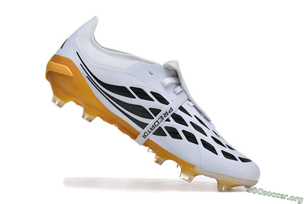Adidas Predator 26 Elite Fold-Over Tongue FG Football Boots - White/Gold Blaze/Black Accent 7
