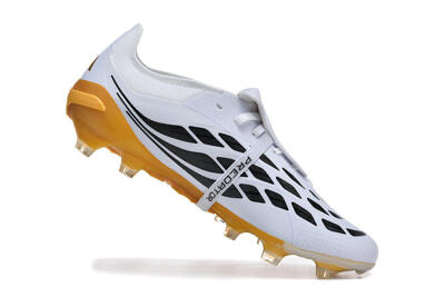 Adidas Predator 26 Elite Fold-Over Tongue FG Football Boots - White/Gold Blaze/Black Accent