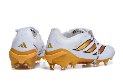 Adidas Predator 26 Elite Fold-Over Tongue FG Football Boots - White/Gold Blaze/Black Accent
