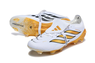 Adidas Predator 26 Elite Fold-Over Tongue FG Football Boots - White/Gold Blaze/Black Accent