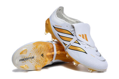 Adidas Predator 26 Elite Fold-Over Tongue FG Football Boots - White/Gold Blaze/Black Accent