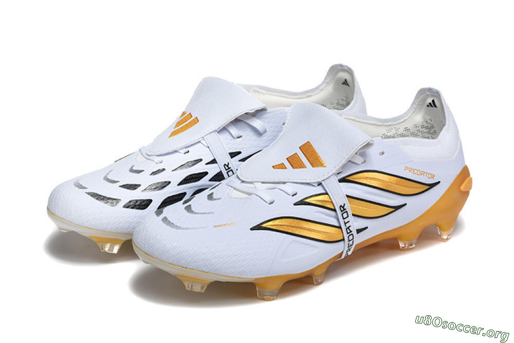 Adidas Predator 26 Elite Fold-Over Tongue FG Football Boots - White/Gold Blaze/Black Accent 5