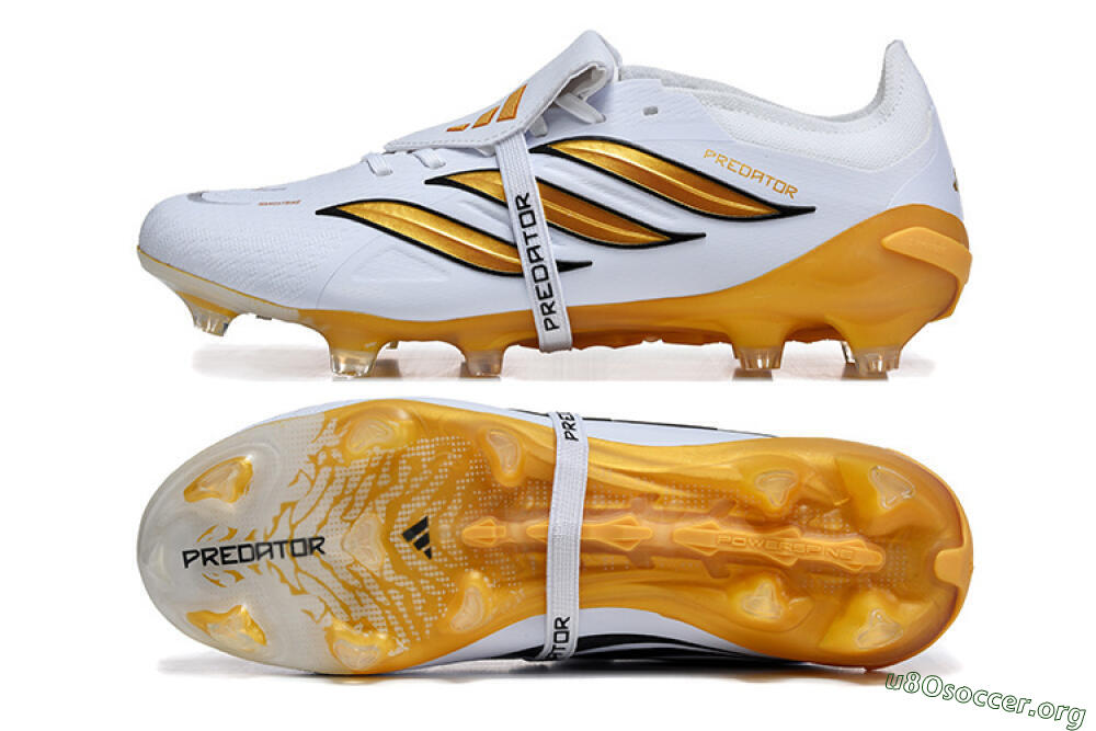Adidas Predator 26 Elite Fold-Over Tongue FG Football Boots - White/Gold Blaze/Black Accent 1