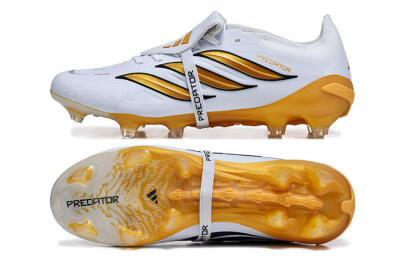 Adidas Predator 26 Elite Fold-Over Tongue FG Football Boots - White/Gold Blaze/Black Accent