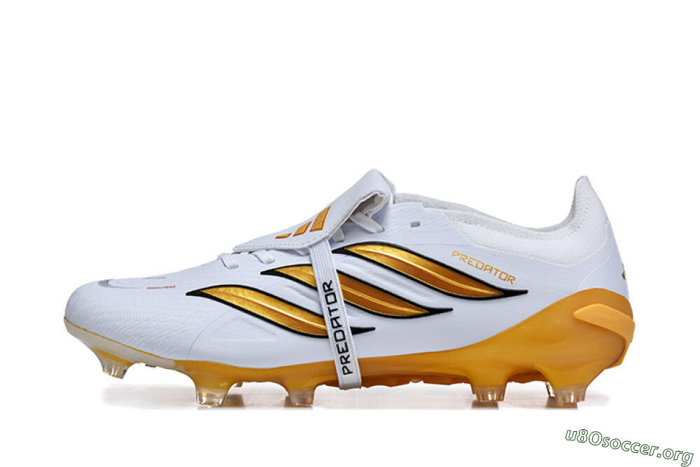 Adidas Predator 26 Elite Fold-Over Tongue FG Football Boots - White/Gold Blaze/Black Accent 3