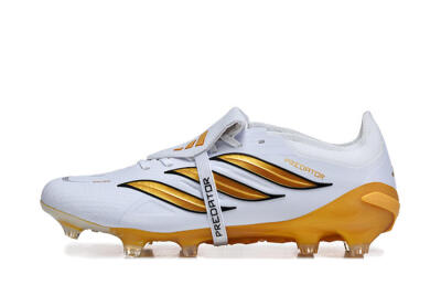 Adidas Predator 26 Elite Fold-Over Tongue FG Football Boots - White/Gold Blaze/Black Accent