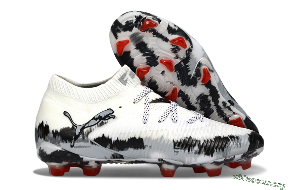 Puma Future 8 Ultimate FG Football Boots - White/Crimson Black/Shadow Grey 2