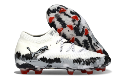 Puma Future 8 Ultimate FG Football Boots - White/Crimson Black/Shadow Grey
