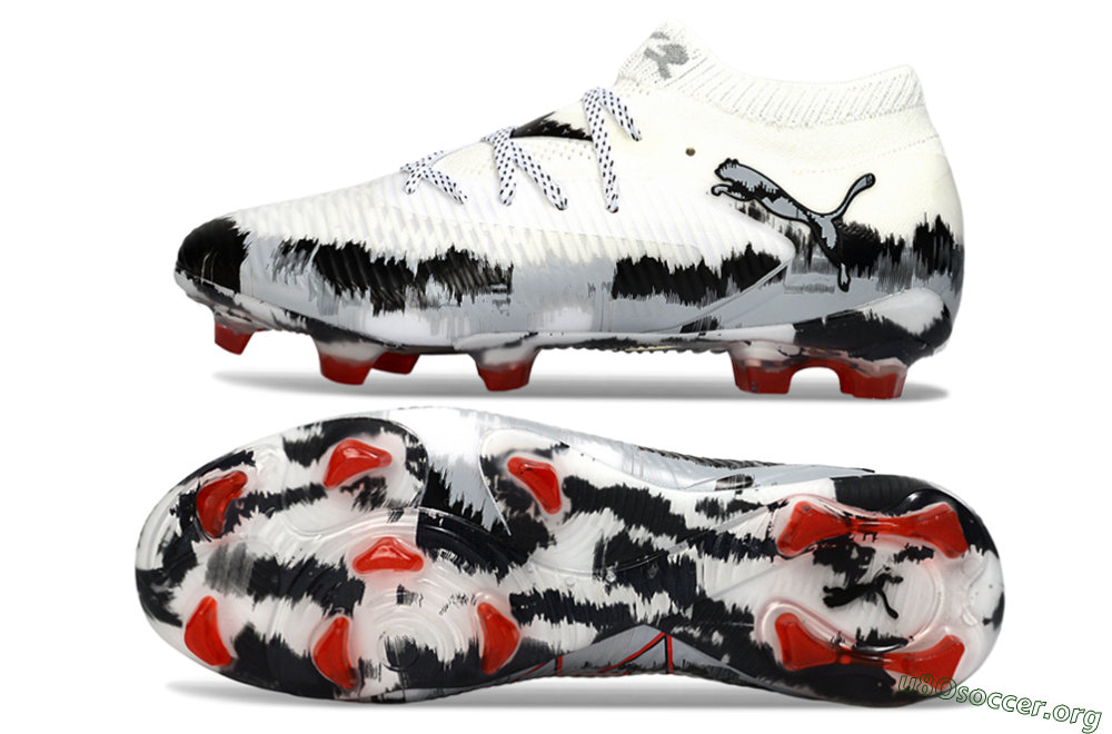 Puma Future 8 Ultimate FG Football Boots - White/Crimson Black/Shadow Grey 1