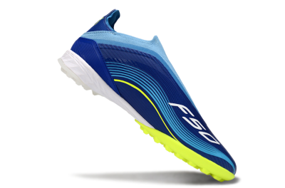 Messi x Adidas F50 Elite Laceless TF Football Shoes - Blue/Luminous Yellow/Soft Sky