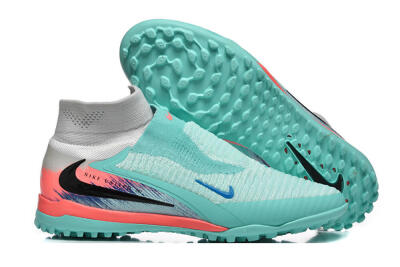 Nike Phantom 6 High Elite TF Football Shoes - Aqua/Coral Pink/Light Gray