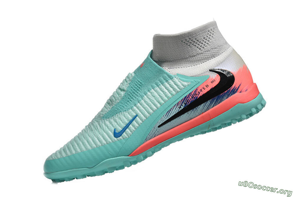 Nike Phantom 6 High Elite TF Football Shoes - Aqua/Coral Pink/Light Gray 8
