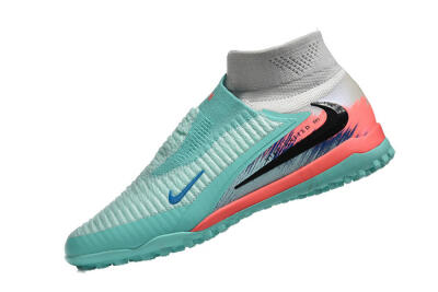 Nike Phantom 6 High Elite TF Football Shoes - Aqua/Coral Pink/Light Gray