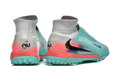 Nike Phantom 6 High Elite TF Football Shoes - Aqua/Coral Pink/Light Gray