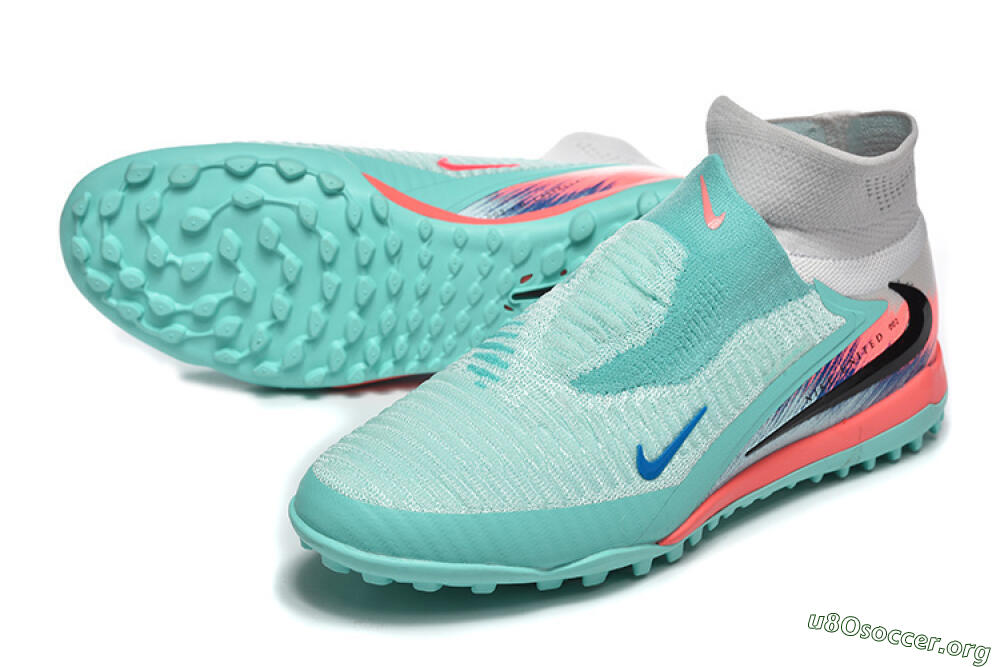 Nike Phantom 6 High Elite TF Football Shoes - Aqua/Coral Pink/Light Gray 0