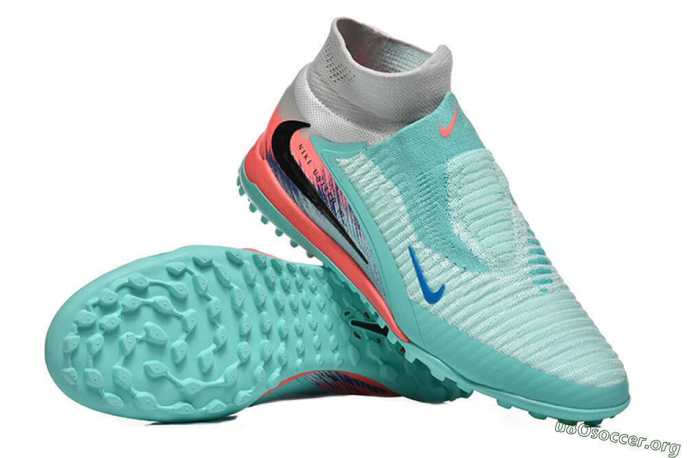 Nike Phantom 6 High Elite TF Football Shoes - Aqua/Coral Pink/Light Gray 4