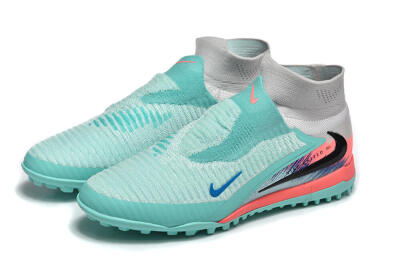 Nike Phantom 6 High Elite TF Football Shoes - Aqua/Coral Pink/Light Gray