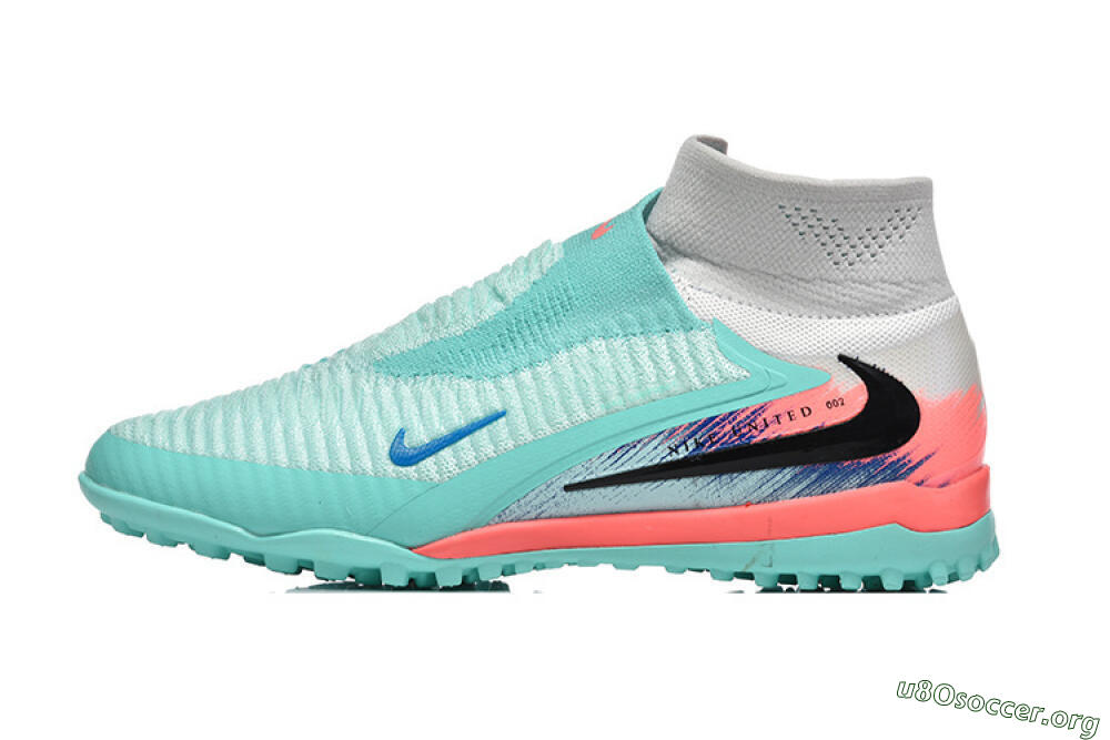 Nike Phantom 6 High Elite TF Football Shoes - Aqua/Coral Pink/Light Gray 3