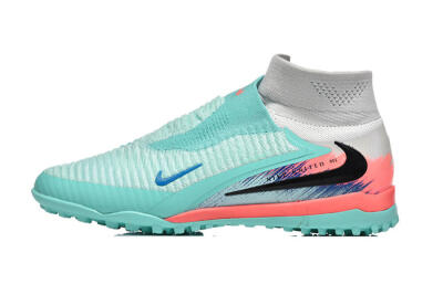Nike Phantom 6 High Elite TF Football Shoes - Aqua/Coral Pink/Light Gray