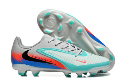 Nike Phantom 6 Low Elite FG Football Boots - Gray/Aqua Blue/Coral Orange