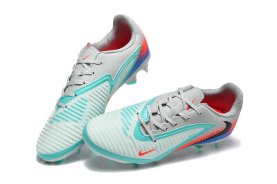 Nike Phantom 6 Low Elite FG Football Boots - Gray/Aqua Blue/Coral Orange