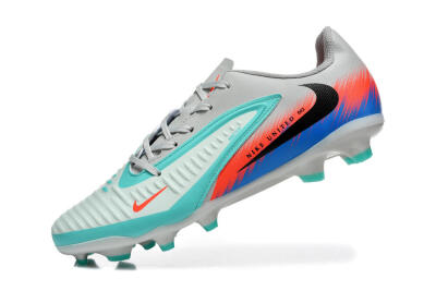 Nike Phantom 6 Low Elite FG Football Boots - Gray/Aqua Blue/Coral Orange