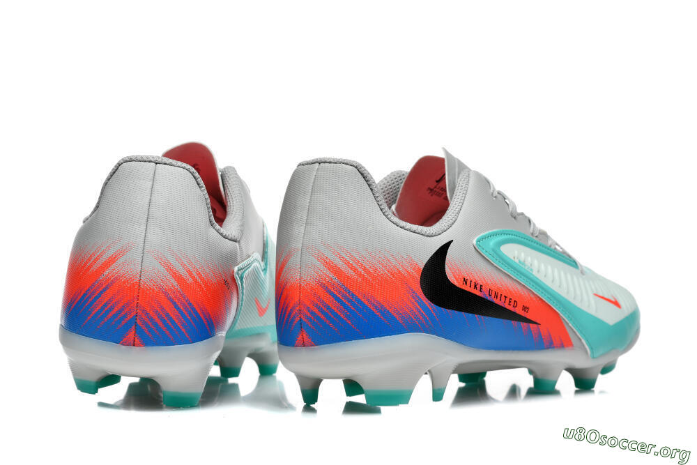 Nike Phantom 6 Low Elite FG Football Boots - Gray/Aqua Blue/Coral Orange 9