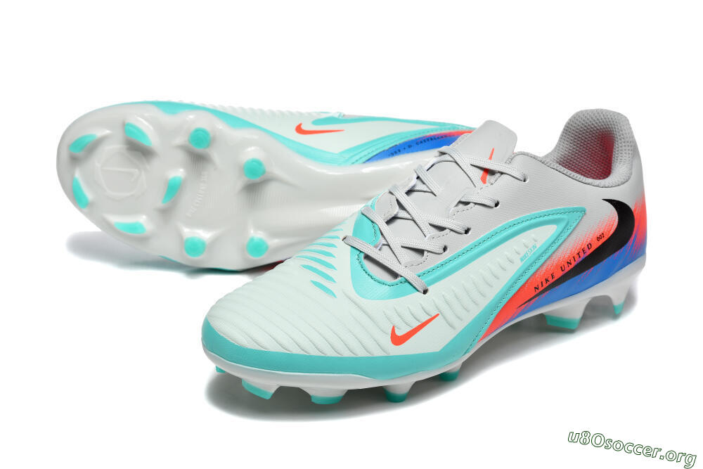 Nike Phantom 6 Low Elite FG Football Boots - Gray/Aqua Blue/Coral Orange 0
