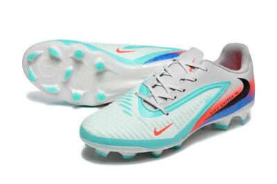 Nike Phantom 6 Low Elite FG Football Boots - Gray/Aqua Blue/Coral Orange