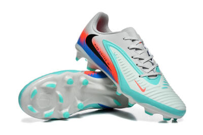 Nike Phantom 6 Low Elite FG Football Boots - Gray/Aqua Blue/Coral Orange