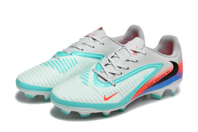 Nike Phantom 6 Low Elite FG Football Boots - Gray/Aqua Blue/Coral Orange