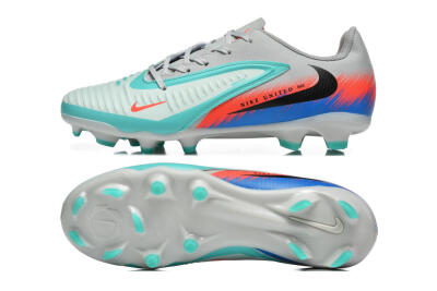 Nike Phantom 6 Low Elite FG Football Boots - Gray/Aqua Blue/Coral Orange
