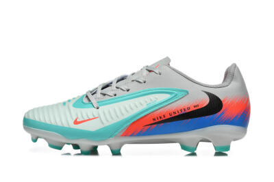 Nike Phantom 6 Low Elite FG Football Boots - Gray/Aqua Blue/Coral Orange