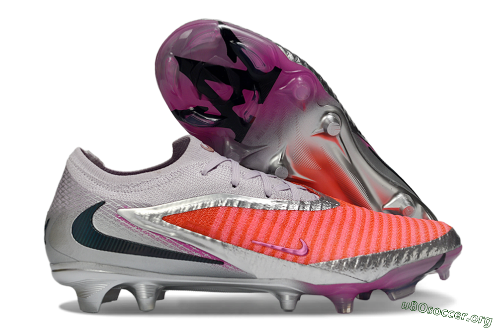 Nike Phantom 6 Low Elite FG Football Boots - Orange/Electric Pink/Metallic Silver 2