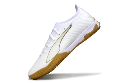 Puma Ultra Ultimate TF Football Shoes - White/Golden Touch/Tan Sole