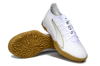 Puma Ultra Ultimate TF Football Shoes - White/Golden Touch/Tan Sole