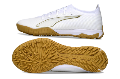 Puma Ultra Ultimate TF Football Shoes - White/Golden Touch/Tan Sole