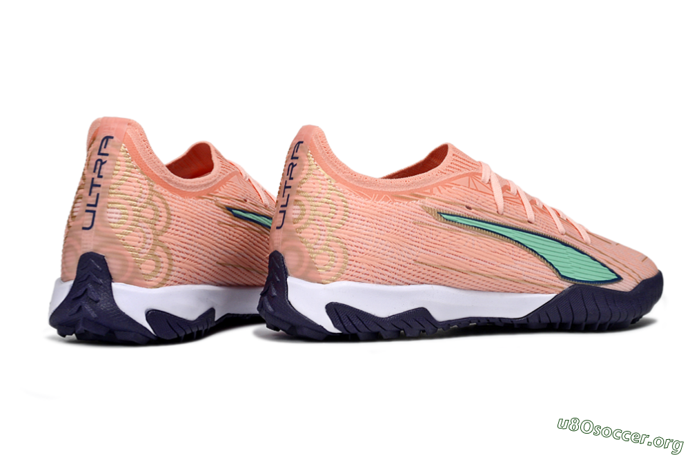 Puma Ultra Ultimate TF Football Shoes - Peach/Mint Green/Navy Blue 6