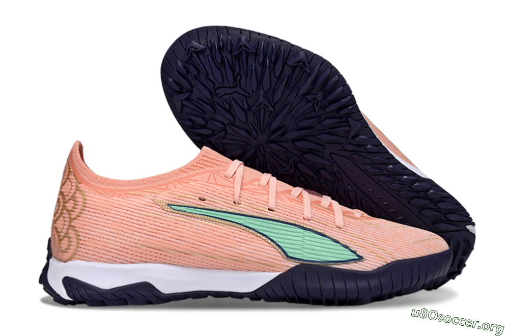 Puma Ultra Ultimate TF Football Shoes - Peach/Mint Green/Navy Blue 2