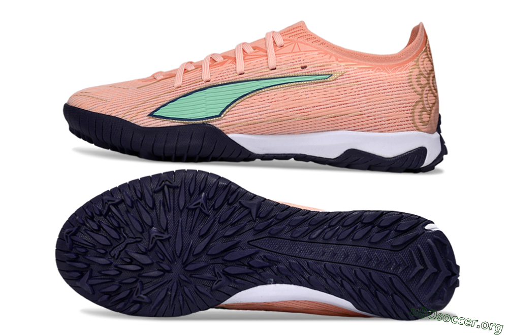 Puma Ultra Ultimate TF Football Shoes - Peach/Mint Green/Navy Blue 1