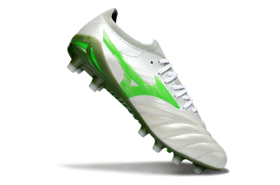 Mizuno Morelia Neo 4 FG Football Boots - White/Vibrant Green/Graphite Grey