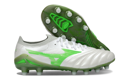 Mizuno Morelia Neo 4 FG Football Boots - White/Vibrant Green/Graphite Grey